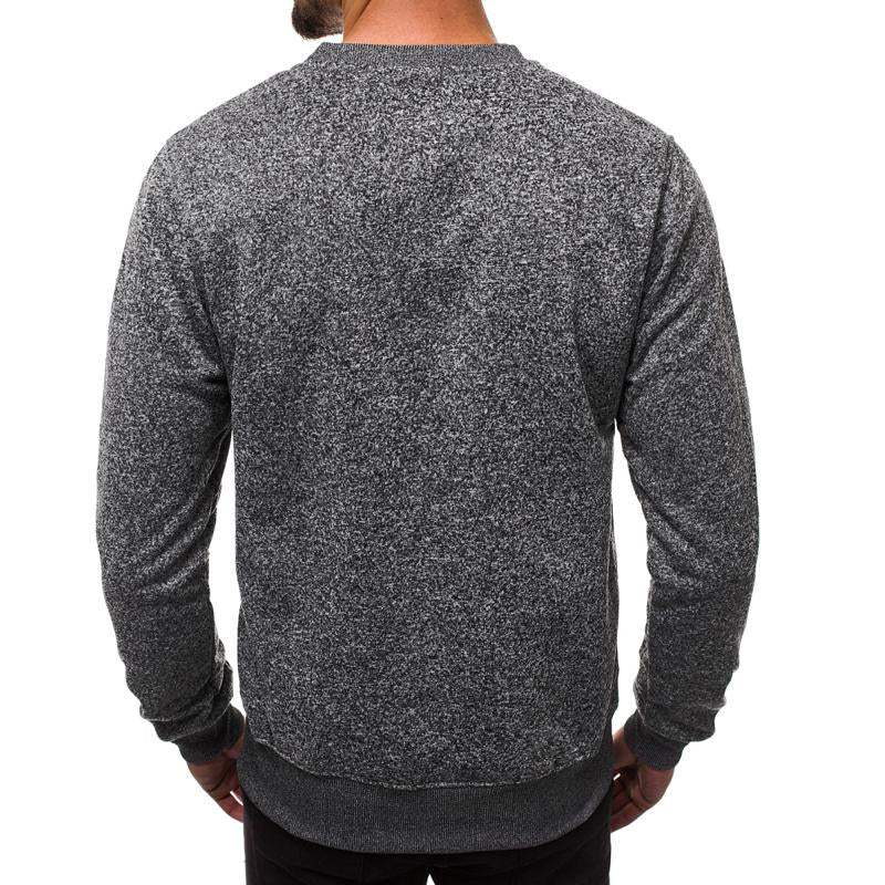 Mens Round Neck Pure Color Slim Fit Pullover Sports Sweatshirt 88534752X