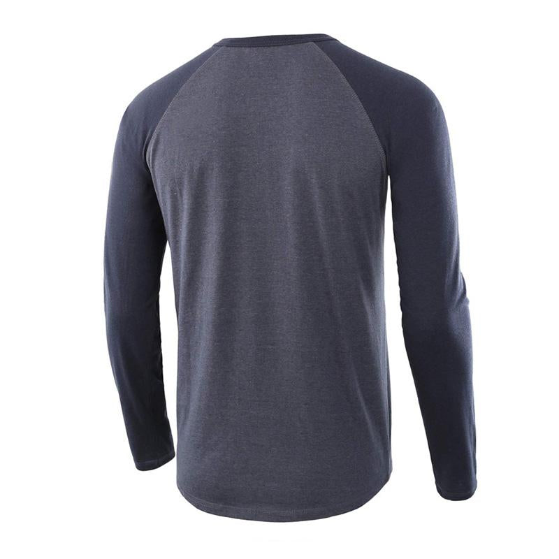 Mens Casual Colorblock Loose Henley T-Shirt 42204991M