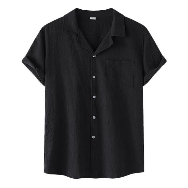 Mens Casual Thin Cotton Linen Short Sleeve Shirt 56599850M
