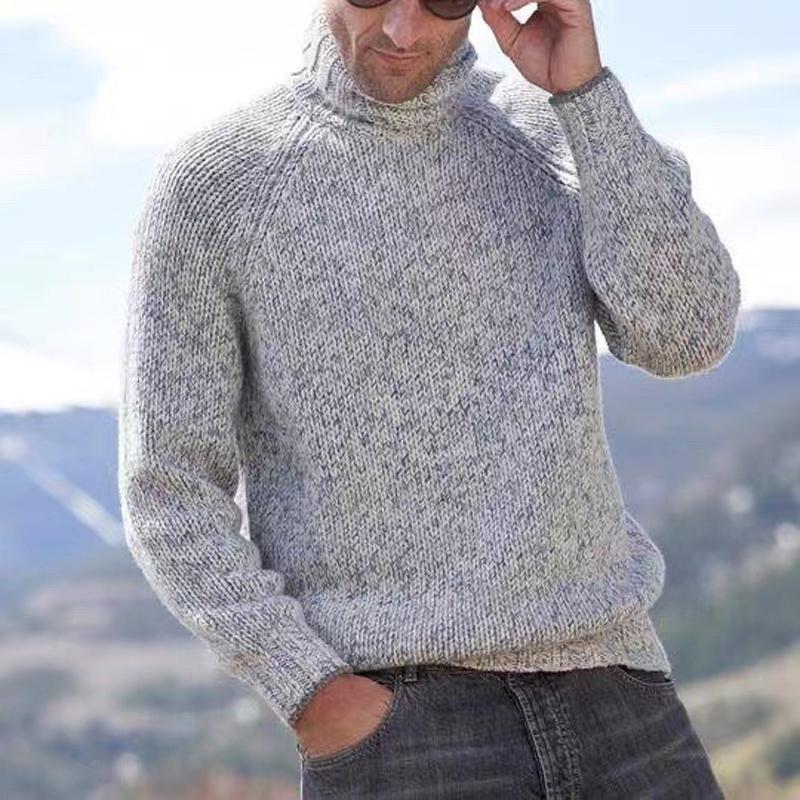 Mens Turtleneck Pullover Solid Color Sweater 10272892X