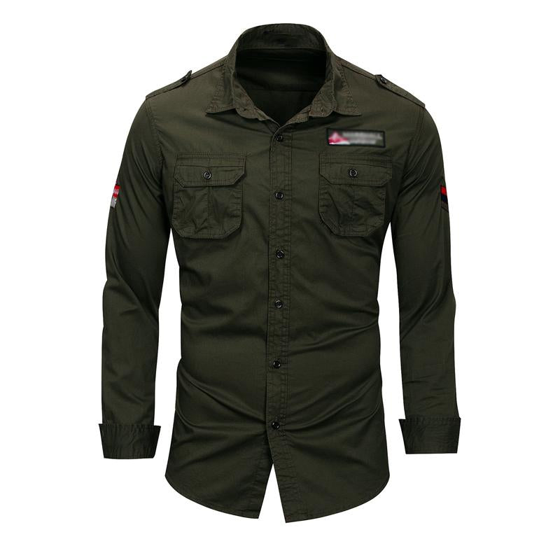 Mens Long Sleeve Lapel Outdoor Pocket Shirt 69686169X