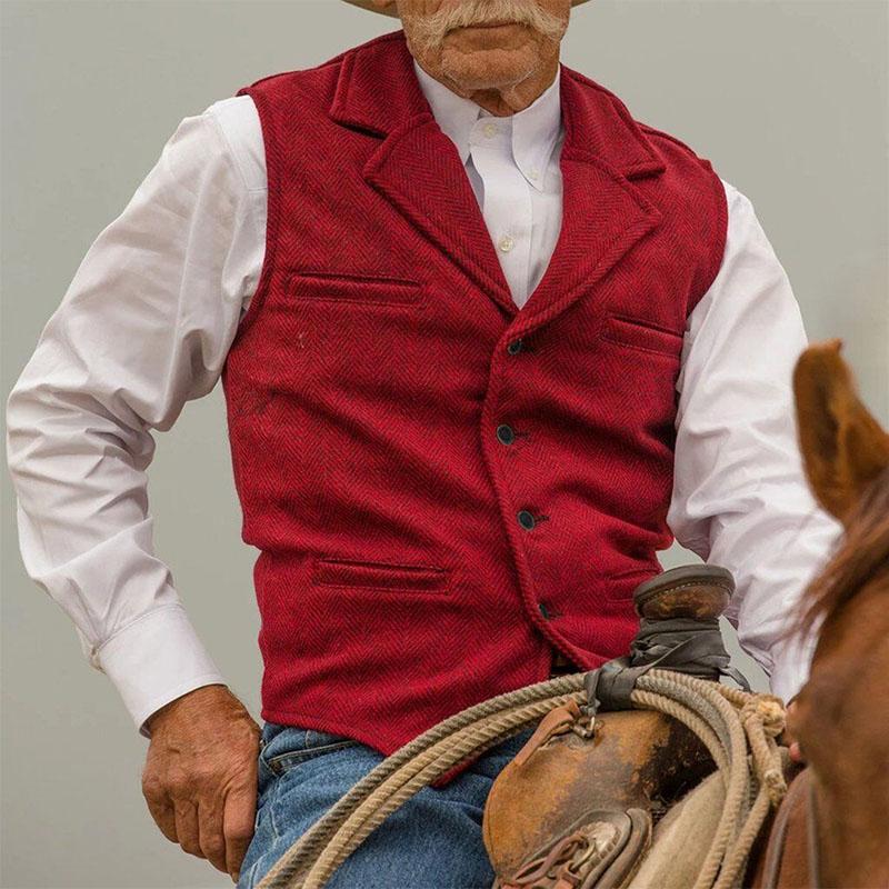 Mens Vintage Slim Herringbone Suit Vest 18604370M