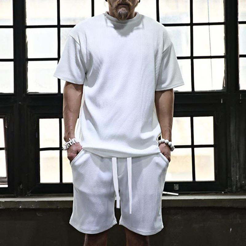 Mens Casual Vacation Loose Short-sleeved Shorts Set 30994734M