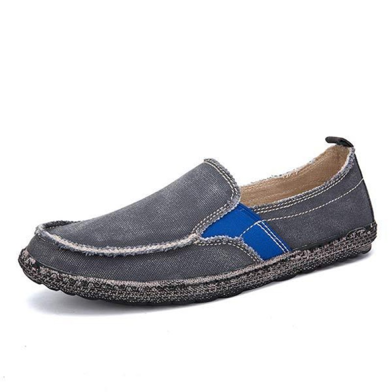MENS WASHED DENIM CANVAS SLIP-ON SHOES 20690433