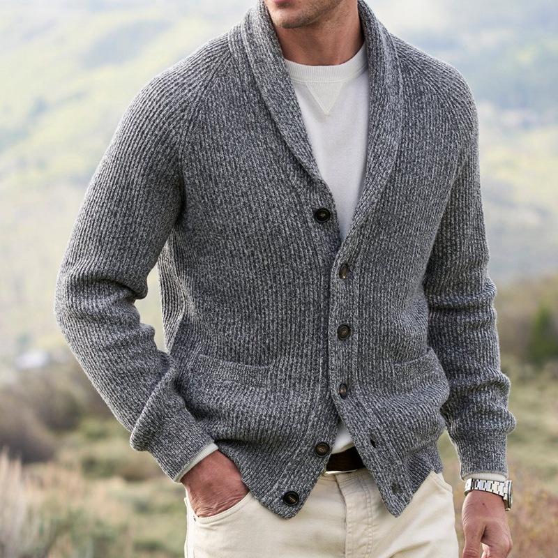 Mens Lapel Cardigan Button Knit Sweater 40231723X
