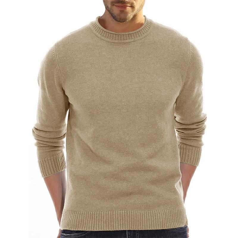 Mens Solid Round Neck Casual Sweater 27207117Z