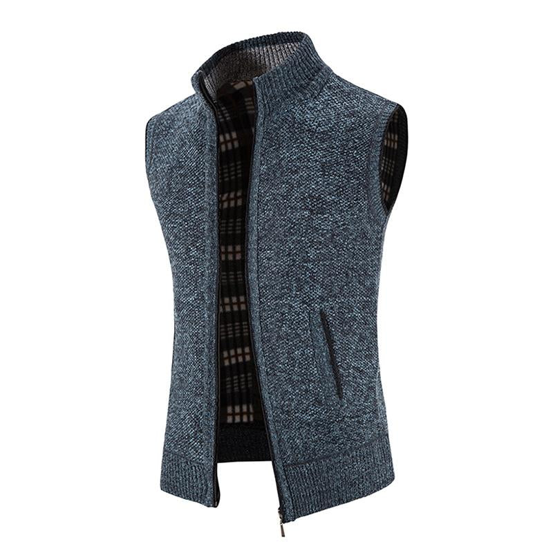 Mens Casual Stand Collar Zipper Knitted Vest 07947834M