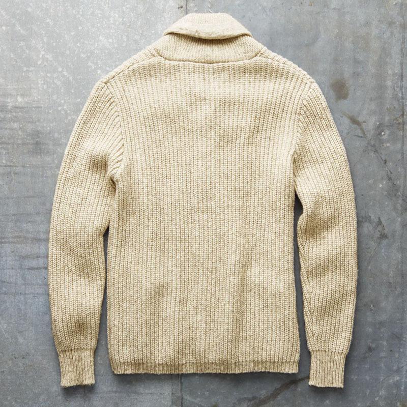 Mens Solid Color Lapel Long Sleeve Knit Cardigan 47184840M