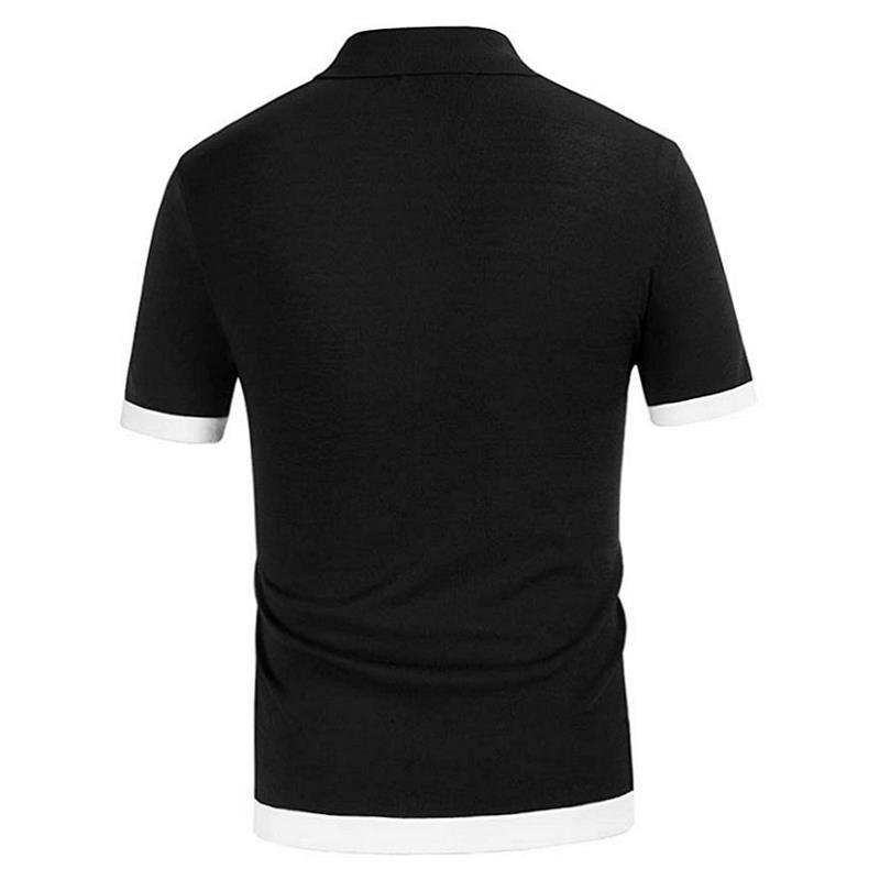 Mens Striped Knit Short Sleeve Polo Shirt 14156169X
