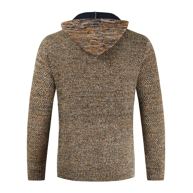 Mens Casual Kangaroo Pocket Hooded Knit Sweater 71917674M