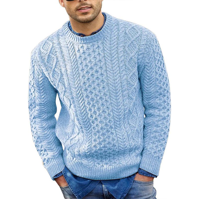 Mens Casual Round Neck Pullover Cable Knit Sweater 46216161M