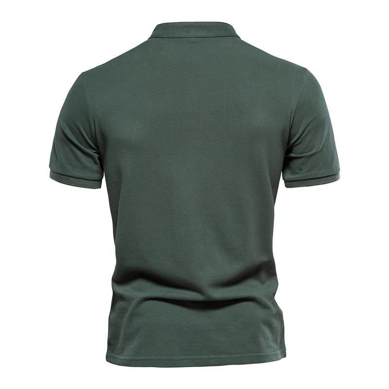 Mens Casual Cotton Stand Collar Solid Color Slim Short Sleeve Polo Shirt 95058725M