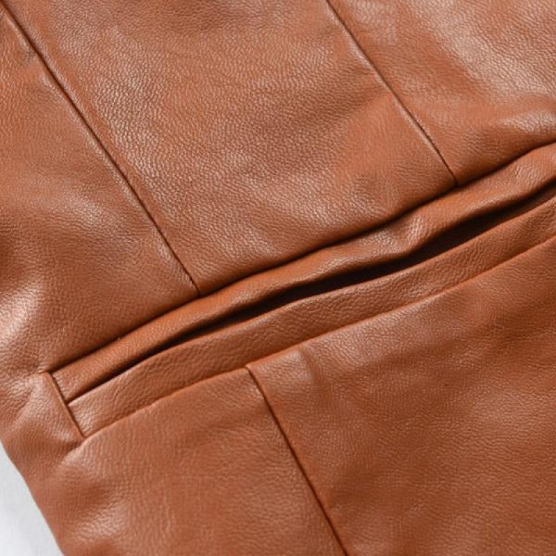 MENS VINTAGE V NECK LEATHER VEST