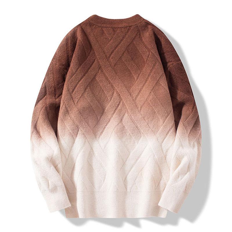 Mens Round Neck Gradient Long Sleeve Sweater 02959240M