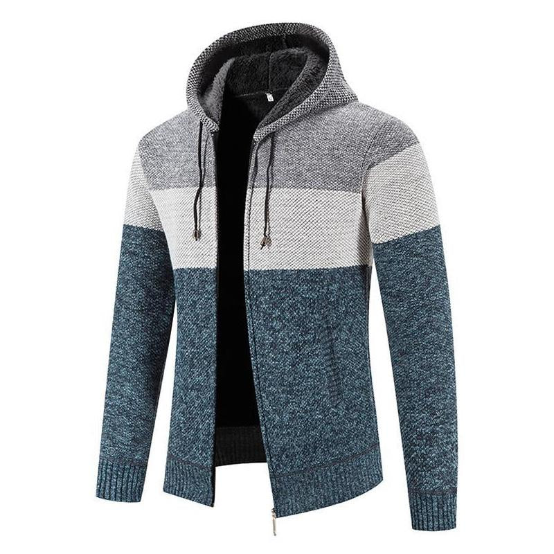 Mens Gradient Fleece Thickened Sweater Coat 95723891X