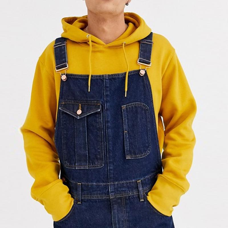 Mens Vintage Multi-Pocket Denim Overalls 88942737Y