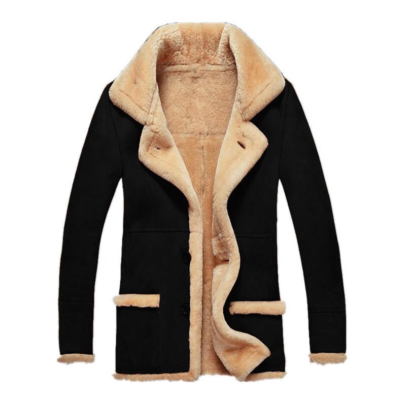Mens Casual Lapel Long Sleeve Button Down Thermal Coat 22978509M