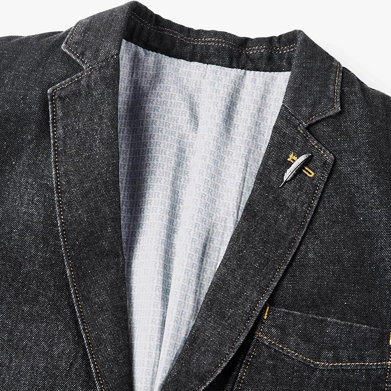 Mens Casual Thin Fit Lapel Denim Blazer 67211149M