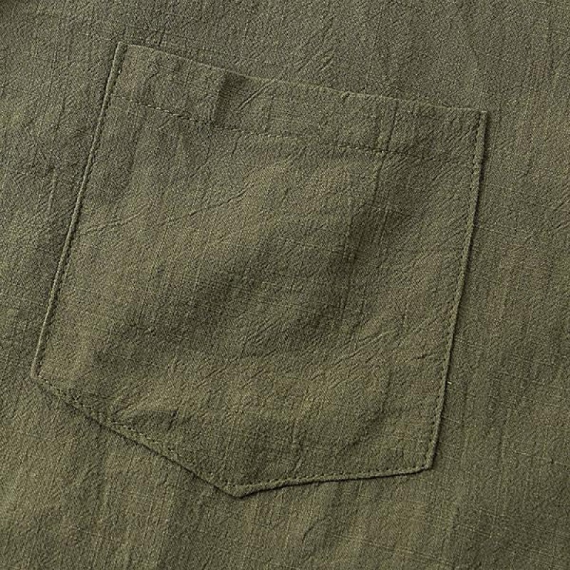 Mens Casual Thin Cotton Linen Short Sleeve Shirt 56599850M