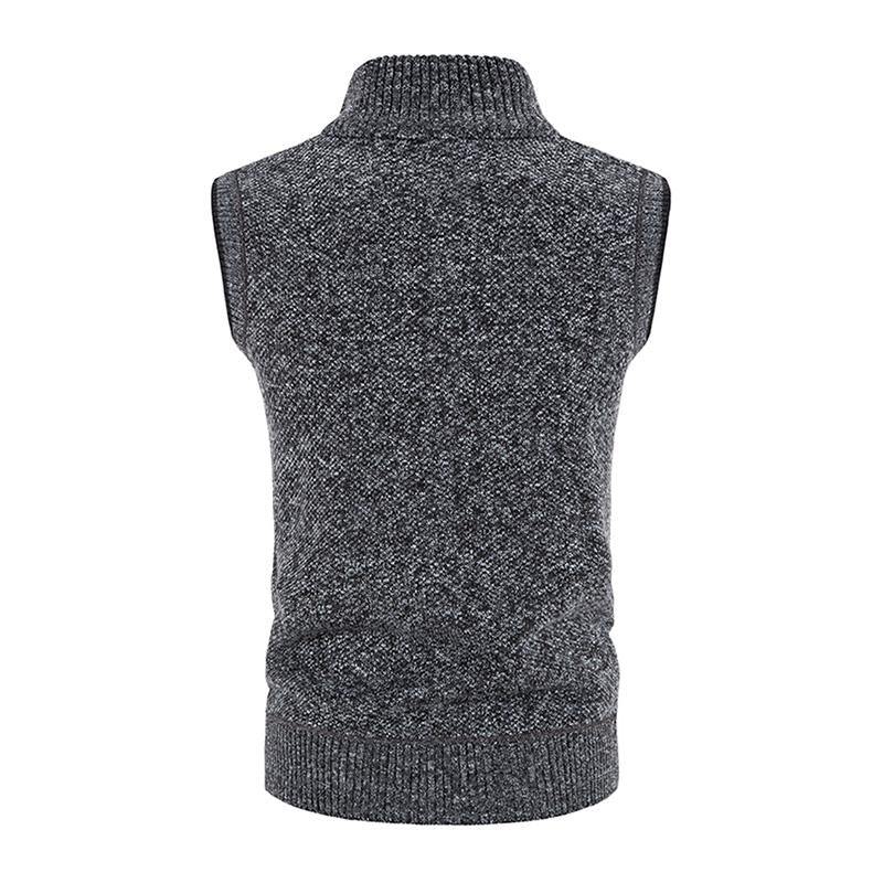 Mens Casual Stand Collar Zipper Knitted Vest 07947834M