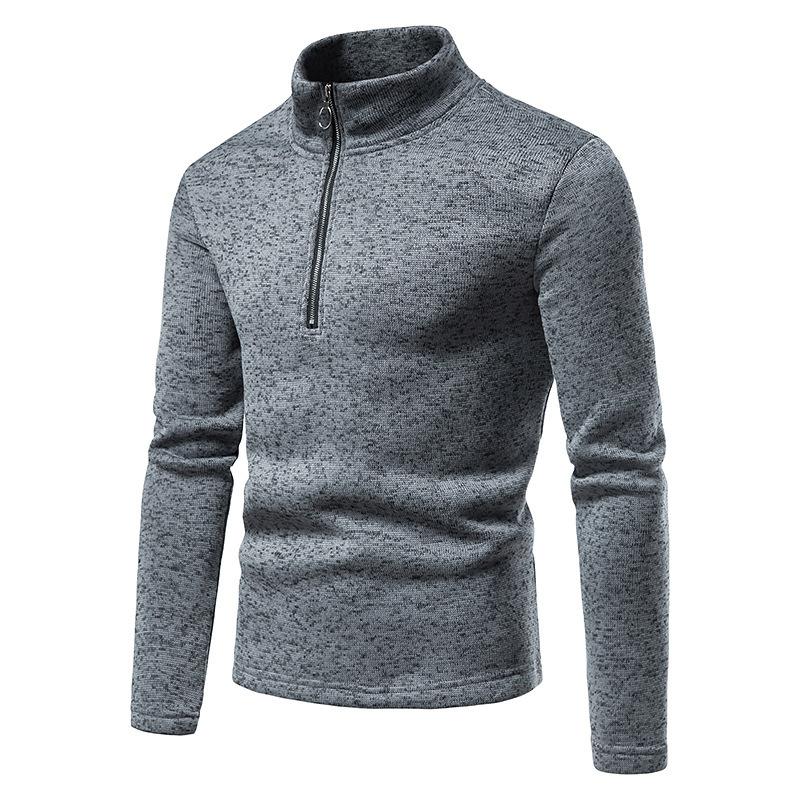 Mens Casual Solid Color Turtleneck Knitted Sweatshirt 54641407M