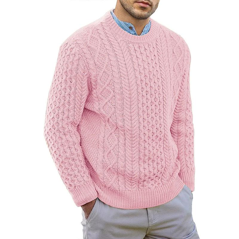 Mens Casual Round Neck Pullover Cable Knit Sweater 46216161M