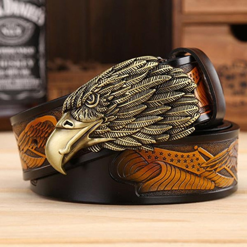 COWHIDE CASUAL EAGLE HEAD BELT 97611482M