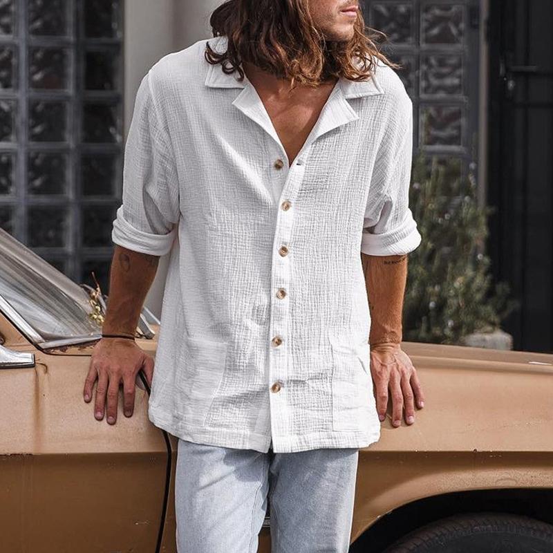 Mens Loose Vintage Button Shirt 07757161X