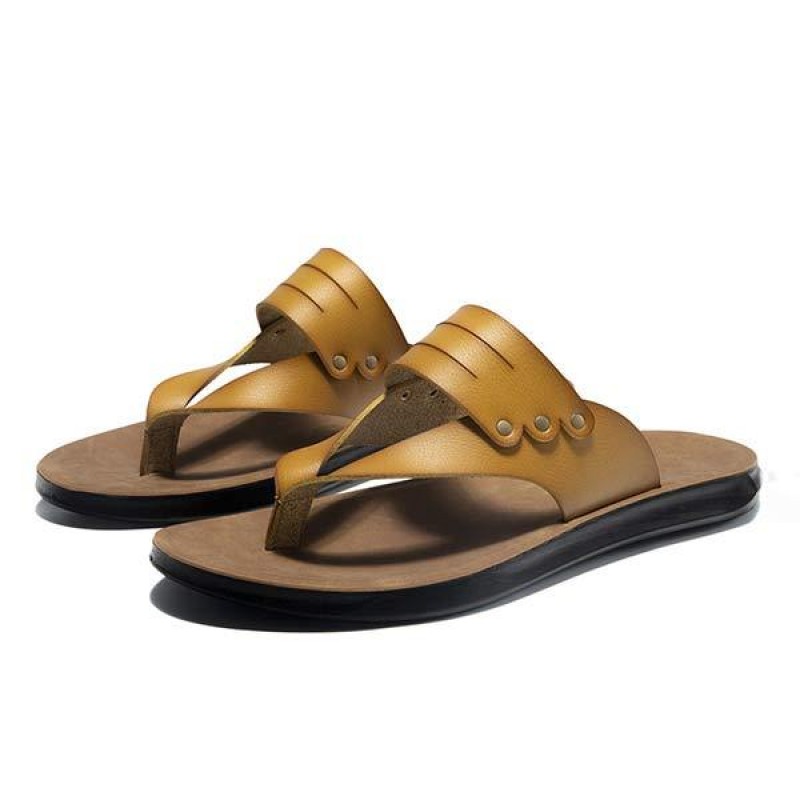 MENS SAND FLIP-FLOPS LEATHER SLIPPERS 95091232
