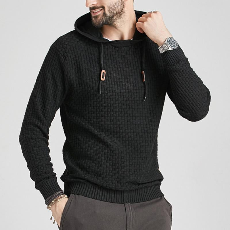 Mens Casual Solid Color Knitted Long Sleeve Hoodie 85263275M