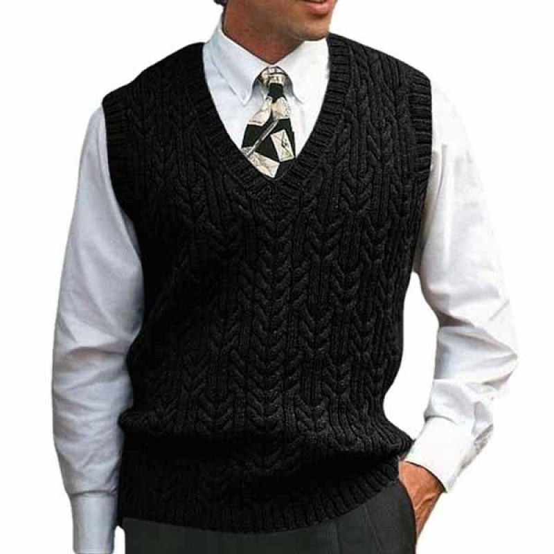 Mens Cable V-Neck Knitted Vest 49226415M