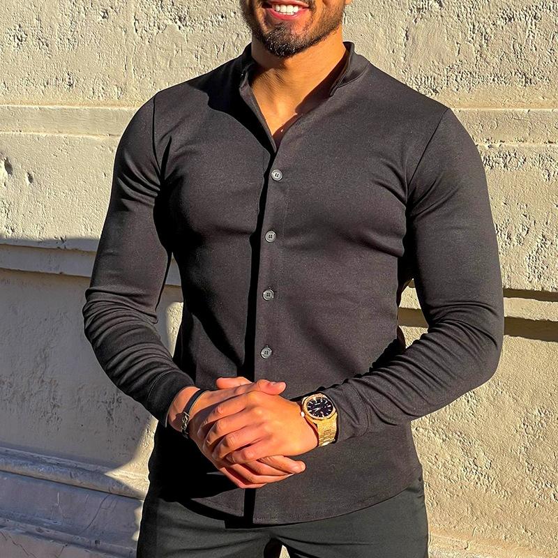 Mens Solid Color Long Sleeve Shirt 29454657X