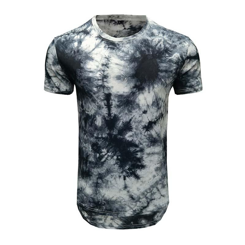 Mens Casual Tie Dye Round Neck Short Sleeved T-shirt 40970629M