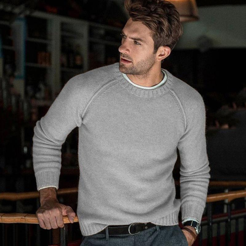 Mens Solid Color Crew Neck Knit Pullover Sweater 85798282X