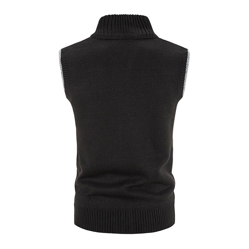Mens Casual Stand Collar Zipper Knitted Vest 07947834M