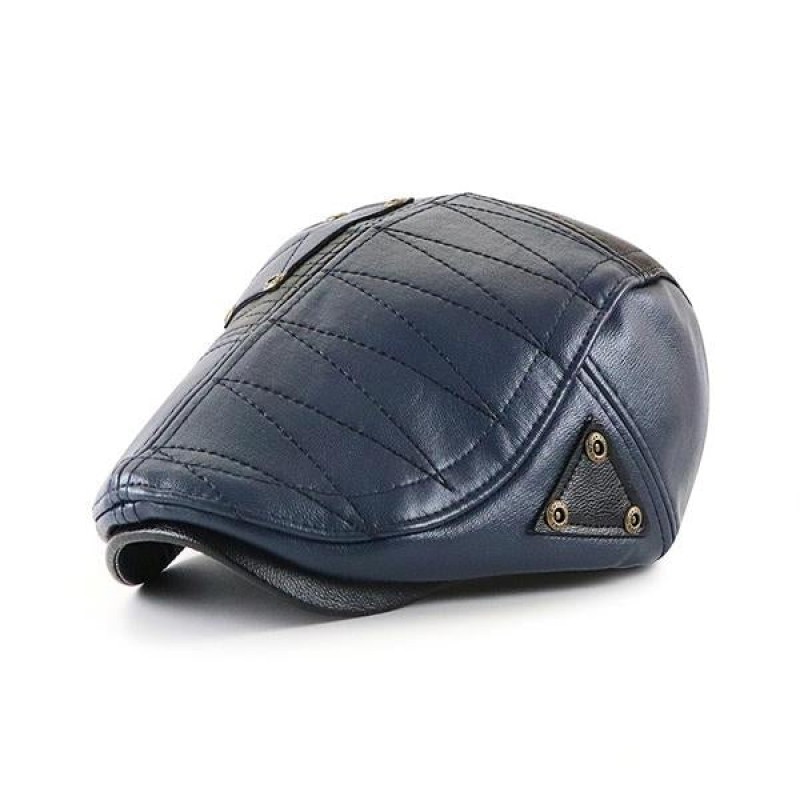 MENS PATCHWORK LEATHER HAT