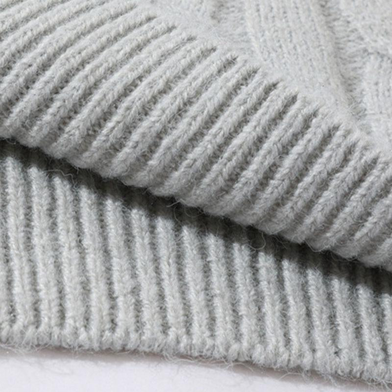 Mens Casual Round Neck Cable Contrast Color Knit Sweater 46300263M