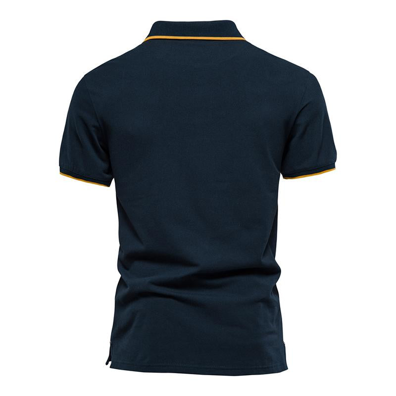 Mens Casual Colorblock Striped Lapel Short-sleeved Polo Shirt 80712757M