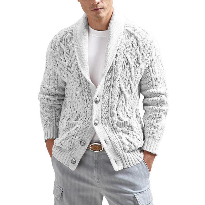 Mens Casual Lapel Slim Fit Long Sleeve Knit Cardigan 79209846M