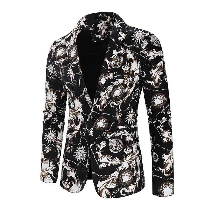 Mens Vintage Ethnic Print Lapel Blazer 81540555M
