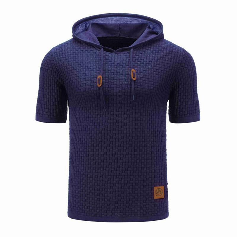 Mens Casual Hooded Knit Short Sleeve T-Shirt 79682427M