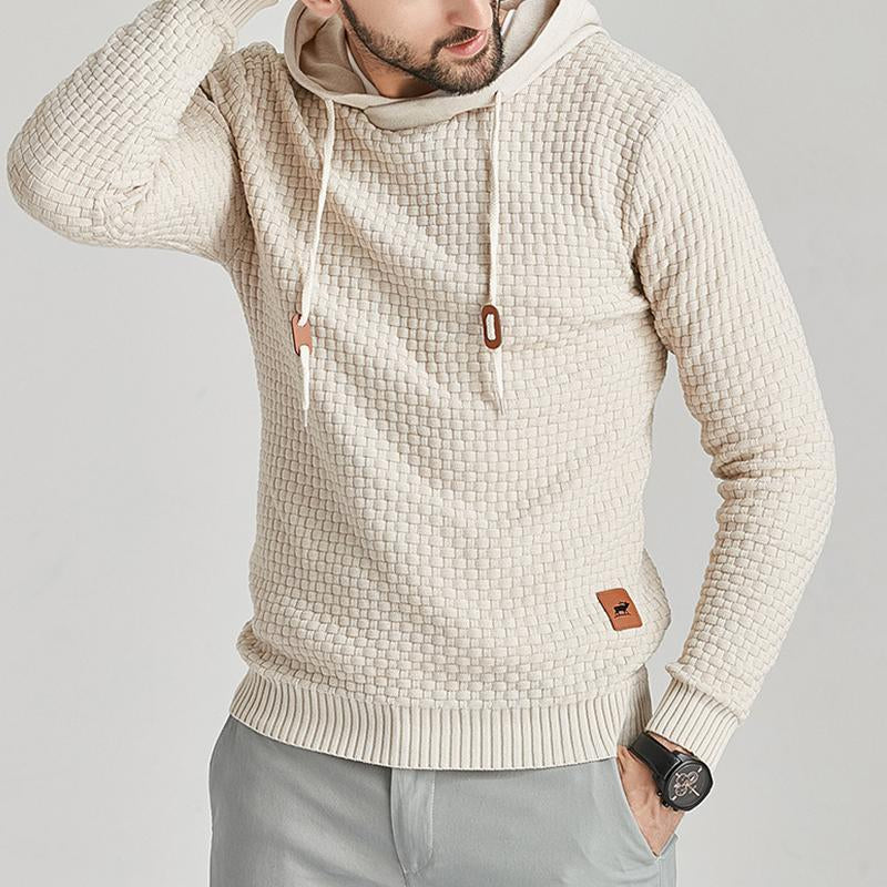 Mens Casual Solid Color Knitted Long Sleeve Hoodie 85263275M