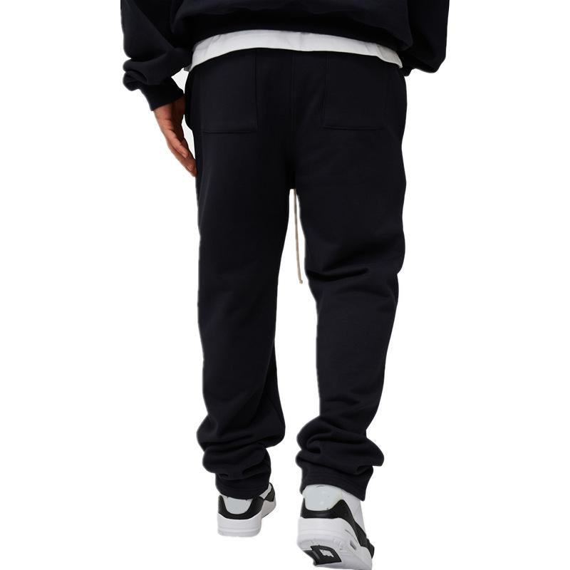 Mens Casual Solid Color Loose Drawstring Sweatpants 77682554Y