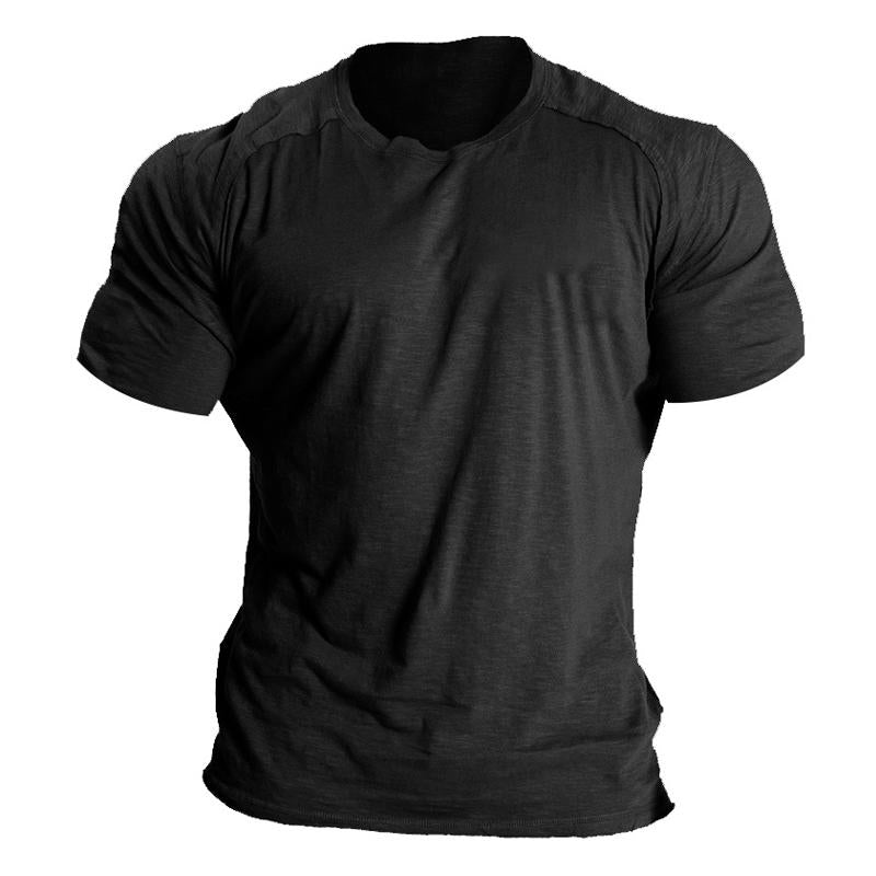 Mens Casual Solid Color Muscle Raglan Short Sleeve T-Shirt 50173874Y