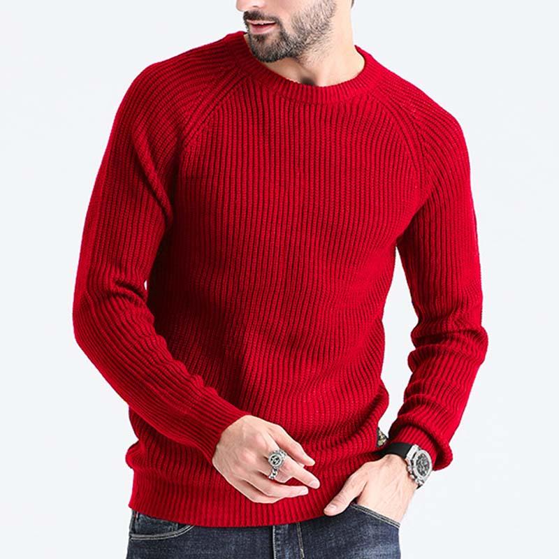Mens Casual Round Neck Long Sleeve Knitted Pullover Sweater 32927096M