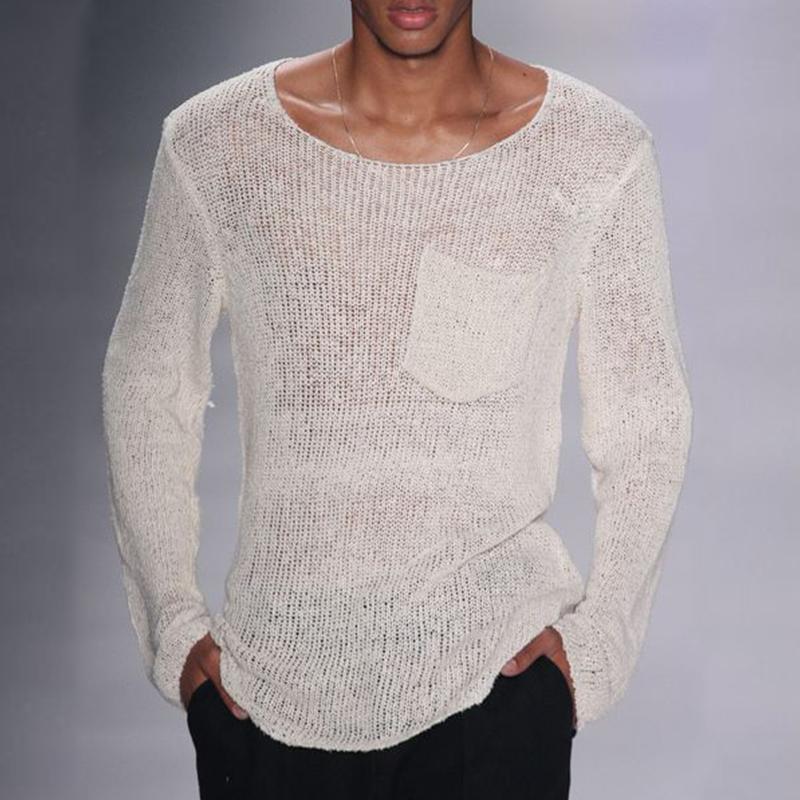 Mens Casual Thin Long Sleeve Pocket Knitted Sweater 82174528M