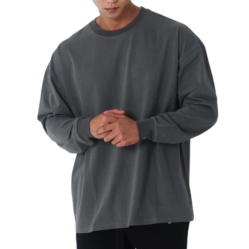 Mens Solid Color Loose Fitness Clothes Casual Pullover Sports Sweatshirt 79445663X
