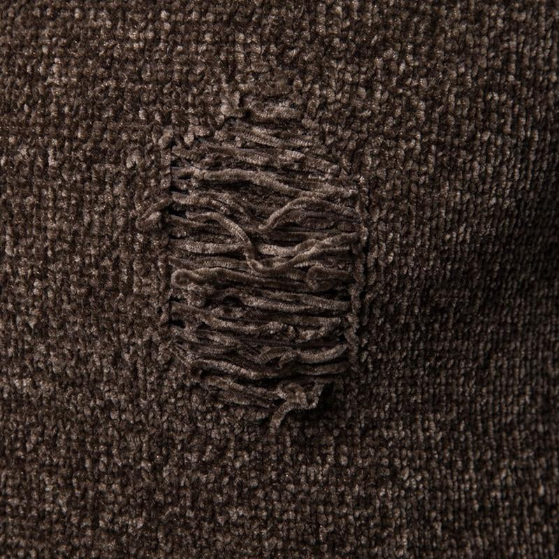 Mens Casual Solid Color Ripped Long-Sleeved Knitwear 53557908Y