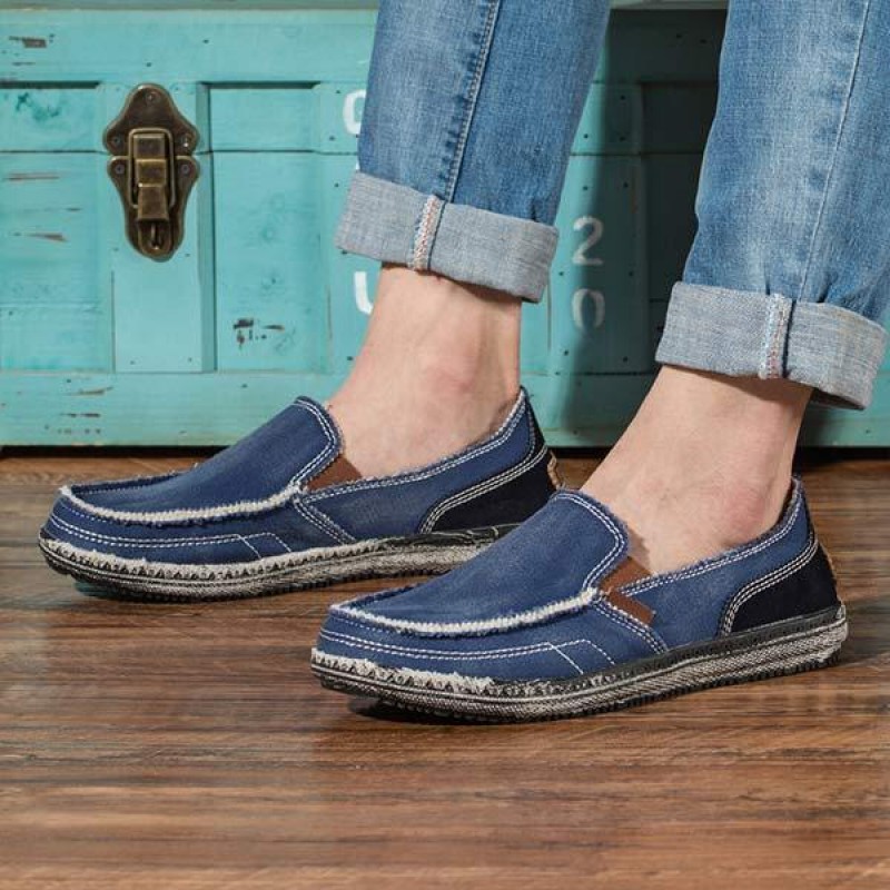 MENS WASHED DENIM CANVAS SLIP-ON SHOES 59975887
