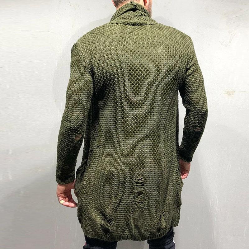 Mens Casual Ripped Long Knit Cardigan 68275311M